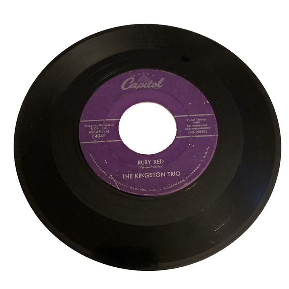 Ruby Red Tom Dooley Kingston Trio 45 RPM Vinyl Record Vintage Folk Music - Picture 2 of 2